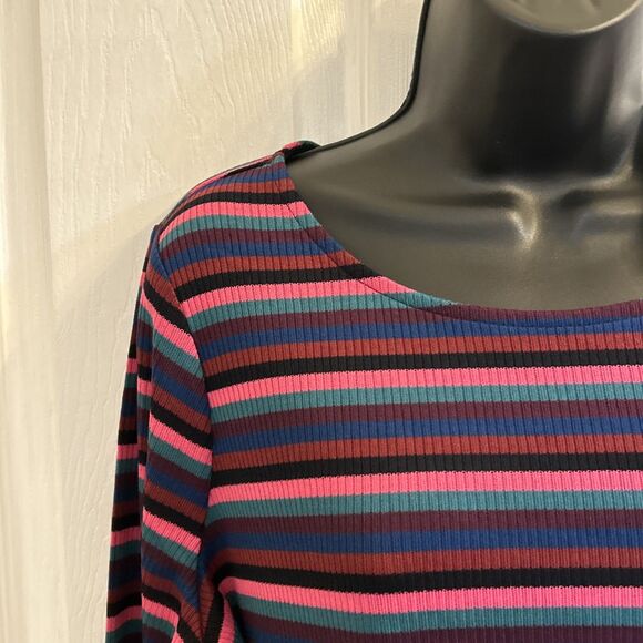 NWT The Nines By Hatch Womens Maternity Long Sleeve Burgundy Striped Size L - Picture 8 of 16